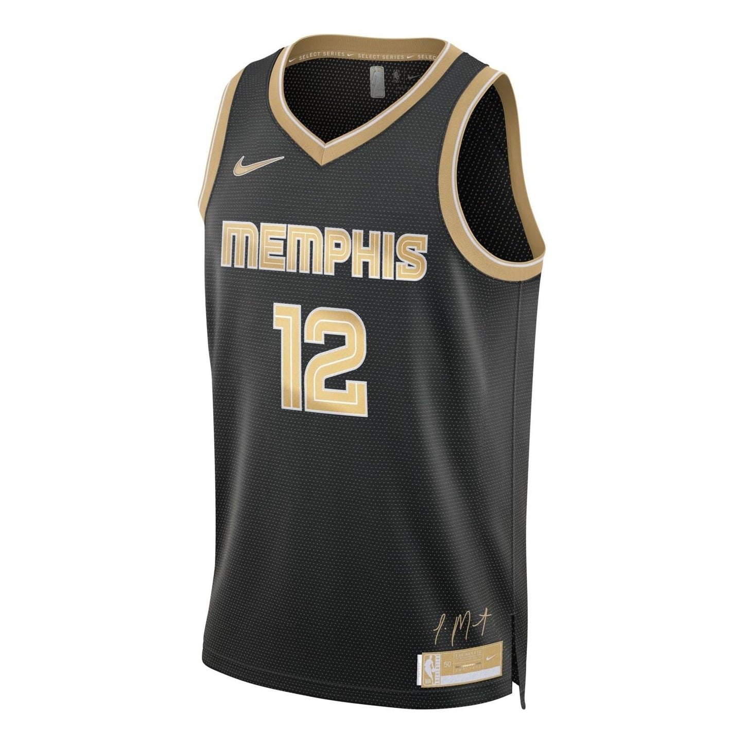 Nike Dri-FIT NBA Memphis Grizzlies Ja Morant 2024 Select Series Swingman Jersey | Black & Gold #12 | FN5915-053